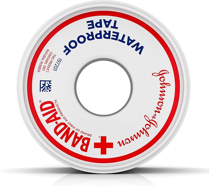 Johnson & Johnson Band-Aid Brand of First Aid Products Waterproof Tape, 1 Inch by 10 Yards (Pack of 4)