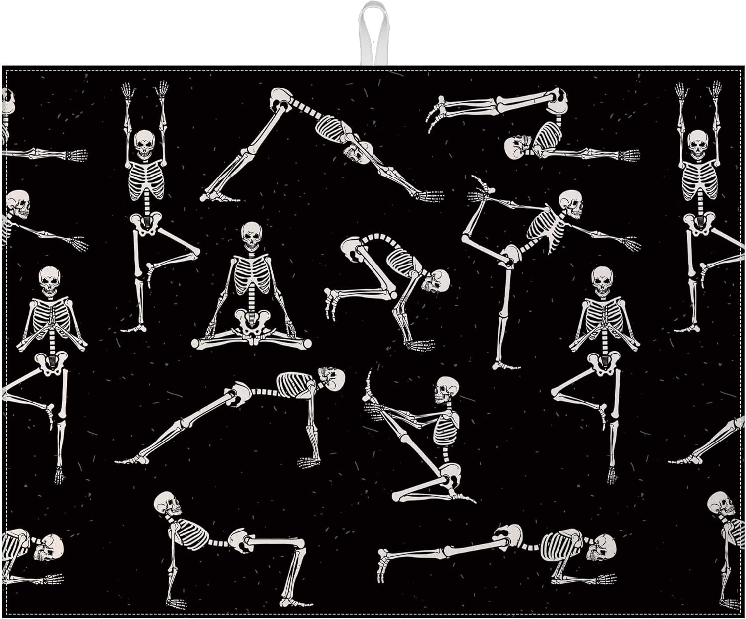 Funny Skull Yoga Dish Drying Mat for Kitchen Counter Microfiber Absorbent Dish Kitchen Drying Mat Draining Reusable Washable for Dishes/Utensils/Counterto