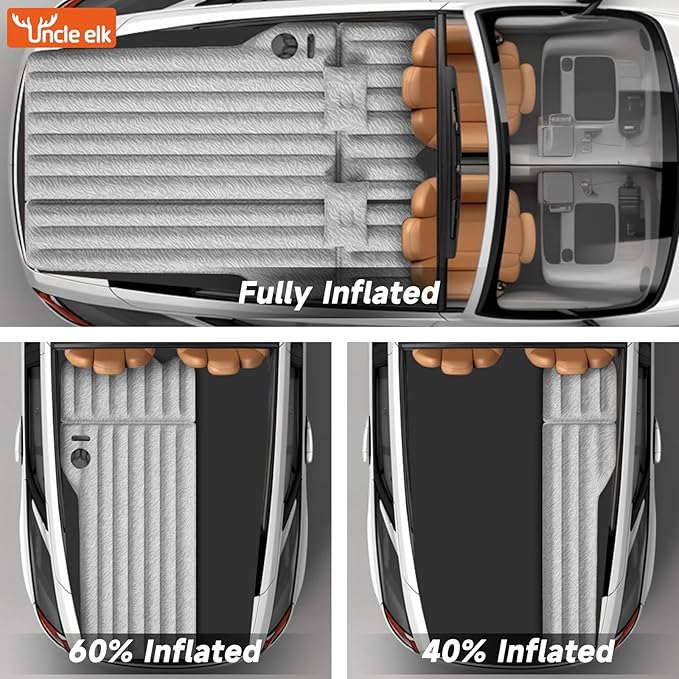 SUV Air Mattress: Inflatable Car Air Mattress for Camping, Flocking Car Bed with Air Pump & 2 Pillows, Portable Sleeping Pad Mattress for Home Car Travel Camping Grey