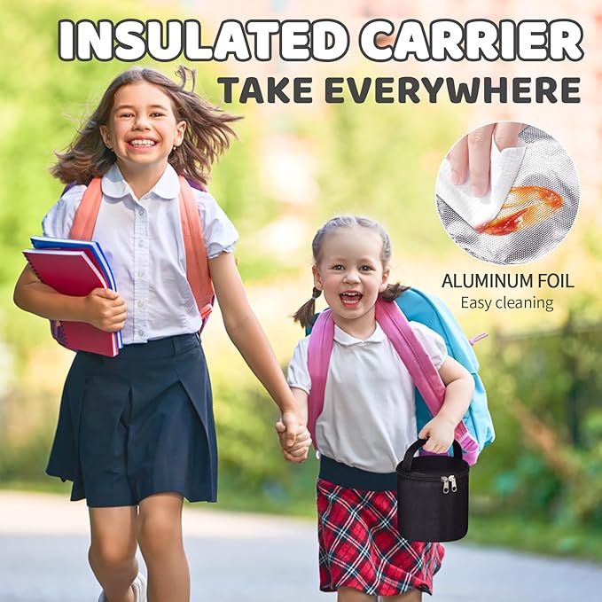 12OZ Thermo-Food-Container w/Lunch Bag - Toddler Boy Kid Wide Mouth Thermal for Hot Food with BPA-free Folding Spoon, LeakProof Soup Jar Lunch Box for School Outdoors