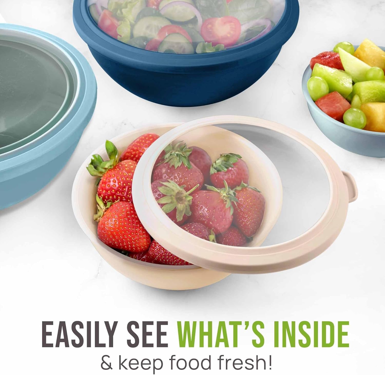 Zulay Kitchen 12 Piece Plastic Mixing Bowls with Leak-Proof Lids Set - Microwave and Freezer Safe Kitchen Mixing Bowls for Preparing, Serving and Storing - Large Nesting Bowls (Twilight Ombre)