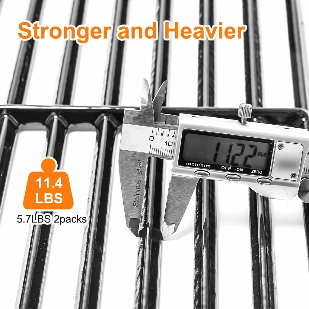 Uniflasy 17.5" Porcelain-Enameled Cast Iron Grill Grates for Weber Spirit E-210 S-210 E-220 S-220, Spirit I & II 200 Series with Front Control, 7637 Polished Grill Grate Replacement Parts, 2-Pack