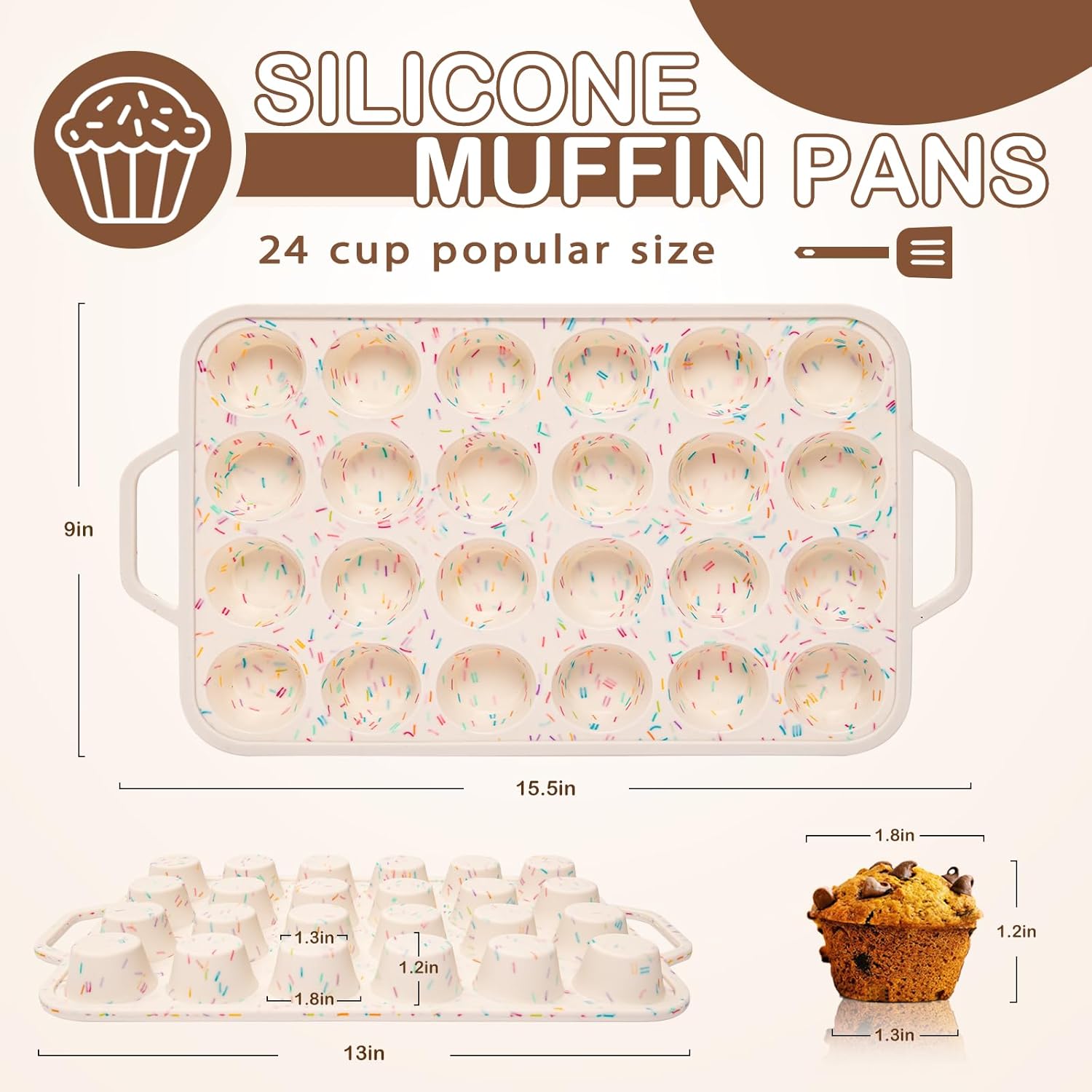 Silicone Mini Muffin Pan, 24 Cups Muffin Tin Baking Mold With Reinforced Stainless Steel Frame Inside, Nonstick Bakeware Cupcake Pan BPA Free