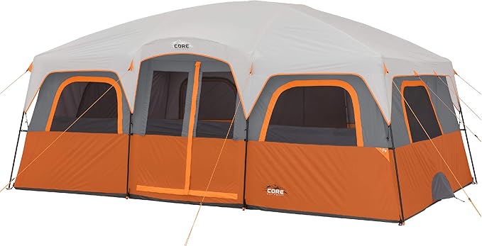 CORE Tent for Family Camping | 10 Person / 11 Person / 12 Person Large Multi Room Cabin Tents for Car Camping & Outdoor Adventures