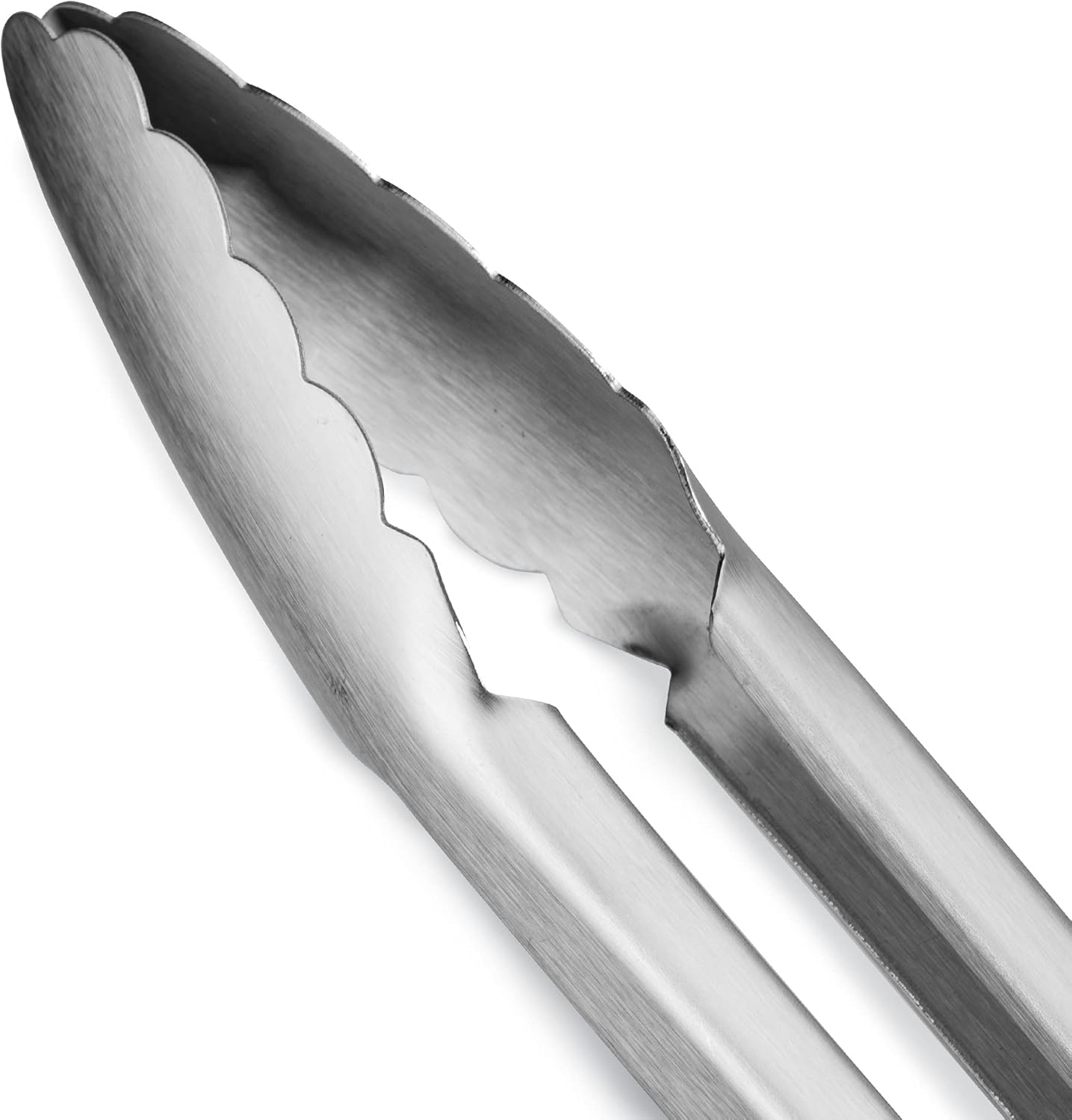 304 Stainless Steel Kitchen Cooking Tongs, 12" and 14" Set of 2 Sturdy Grilling Barbeque Brushed Locking Food Tongs with Ergonomic Grip, Grey