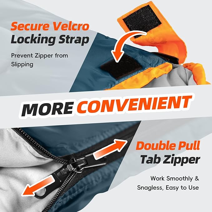 MEREZA Sleeping Bags XL for Adults Cold Weather Mens Large Wide Sleeping Bag for Big and Tall Girls Boys with Compression Sack for Camping Backpacking Warm & Cool Weather