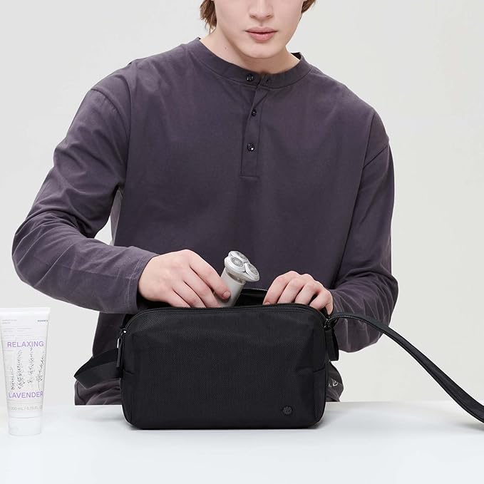 Purevave Large Compact Mens Toiletry Travel Bag Hanging, Mens Dopp Kit for Travel Waterproof, Wash Pouch Black