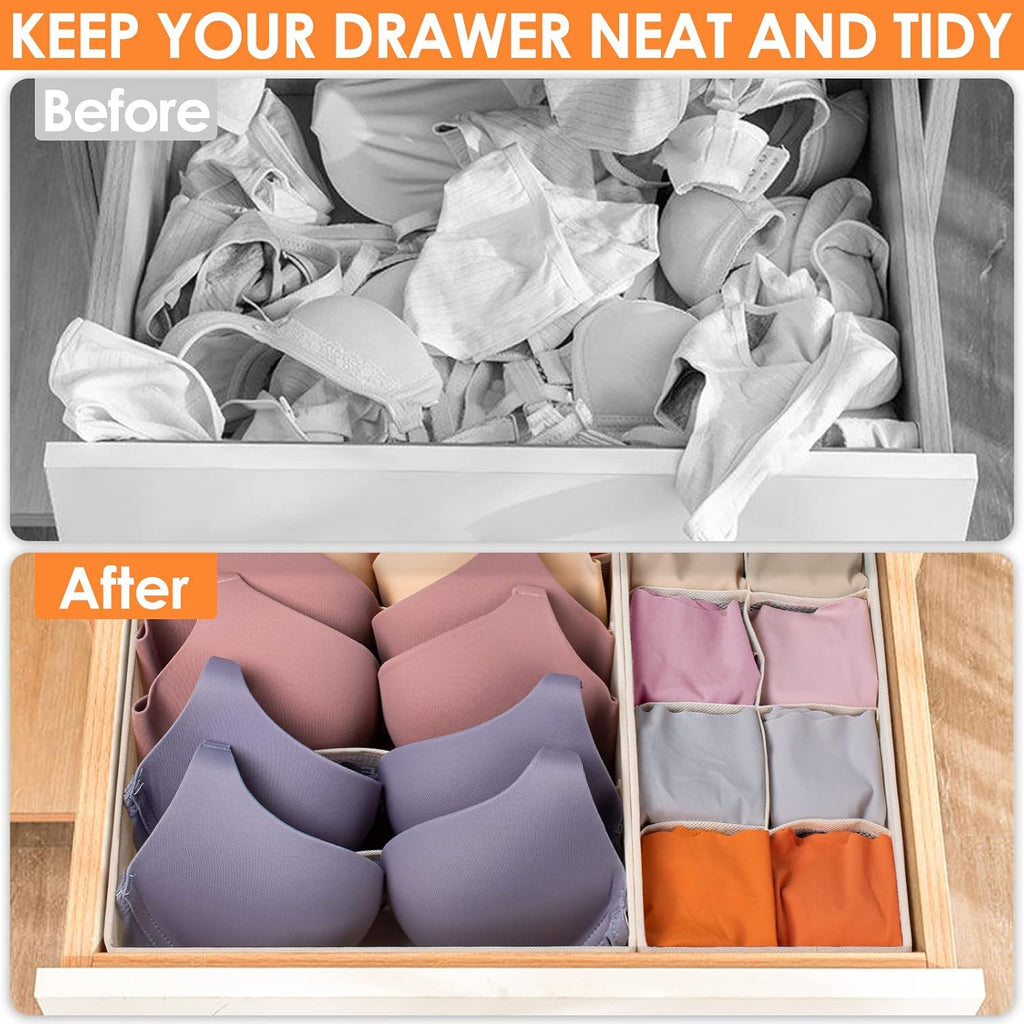 12 Pack Baby Clothes Organizer for Nursery, 116 Cells Fabric Foldable Dresser Closet Organizers and Storage Bins for Clothing, Women Men Underwear Socks, Bra, Ties, Scarf, Belt, Hair Accessories