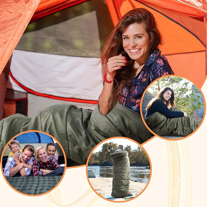 0 Degree Sleeping Bag 100% Cotton Flannel XXL Cold Weather Winter Oversized Sleeping Bag for Adults Camping Zero Degree Big and Tall with Compression Sack