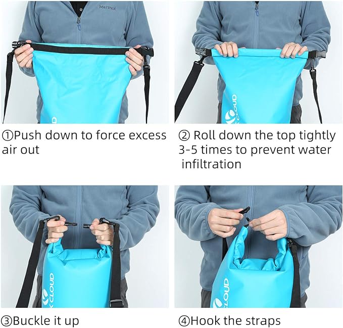 ROCK CLOUD Dry Bag Waterproof 10L Dry Sack for Kayaking Rafting Boating Beach Surfing Swimming Canoe Camping Hiking Fishing Ski