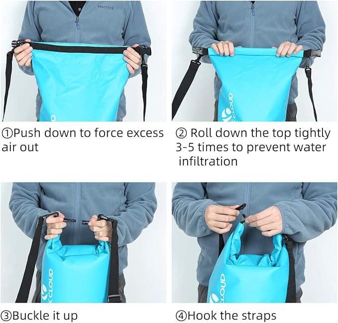 ROCK CLOUD Dry Bag Waterproof 5L Dry Sack for Kayaking Rafting Boating Beach Surfing Swimming Canoe Camping Hiking Fishing Ski, Black