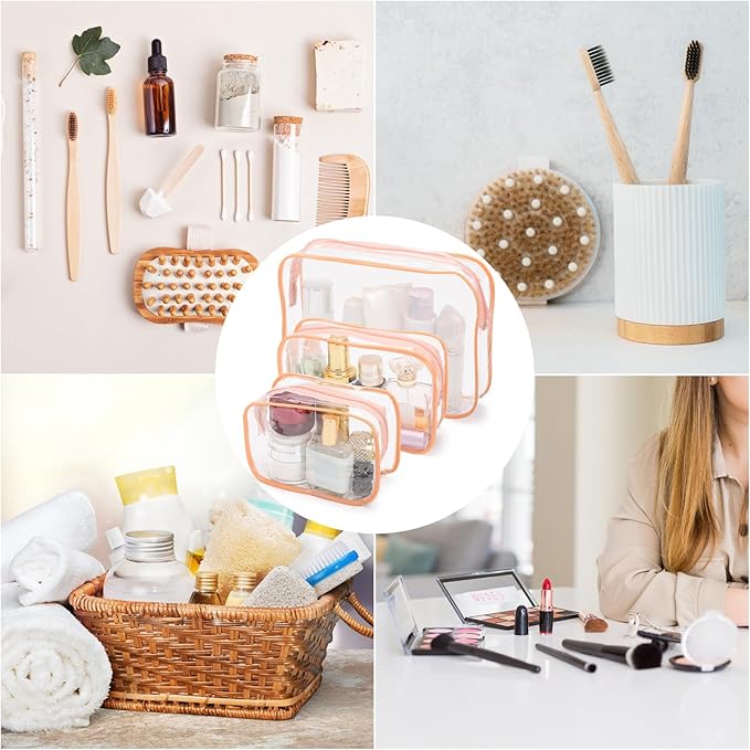 Tbestmax 10 Pack Clear Cosmetic Bags Makeup Bags Portable Waterproof TSA Approved Travel Toiletry Bags Organizer