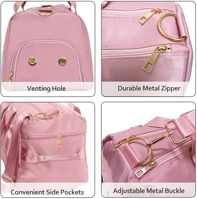 ICEIVY Gym Duffle Bag Dry Wet Separated Gym Bag Sport Duffle Bag Training Handbag Yoga Bag with Extra Drawstring Backpack(Pink-Upgrade) Large