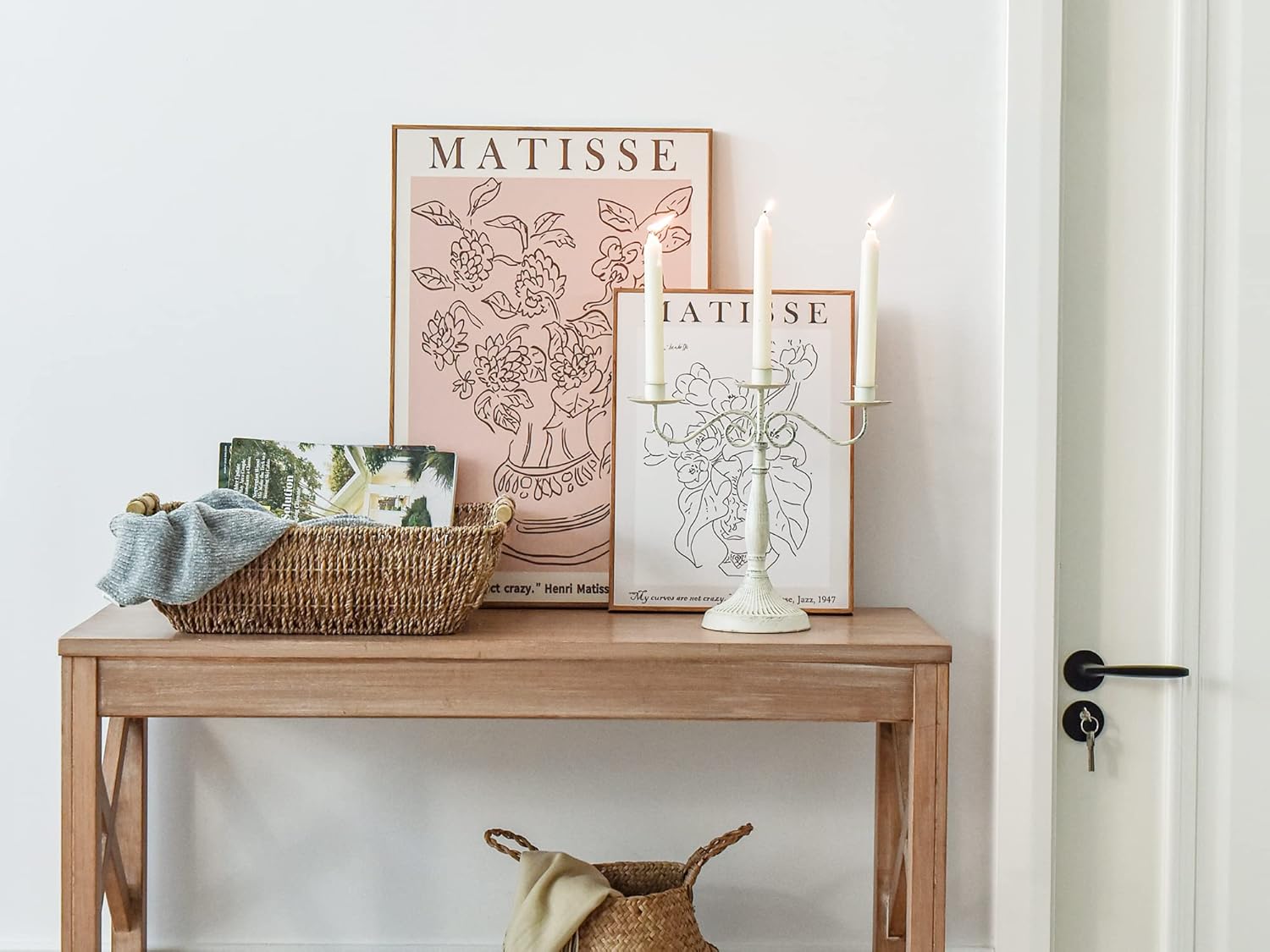 StorageWorks Hand-Woven Jumbo Storage Baskets with Wooden Handles, Seagrass Wicker Baskets for Organizing, 2-Pack