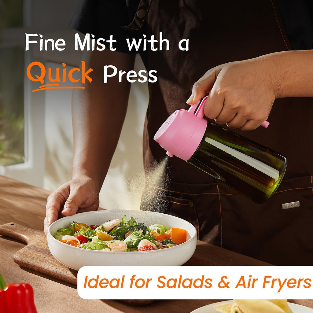 TrendPlain - Original 16oz/470ml Olive Oil Dispenser Bottle for Kitchen Gadgets and Air Fryer Accessories - Olive Oil Sprayer for Cooking w/Stickers - Bubblegum