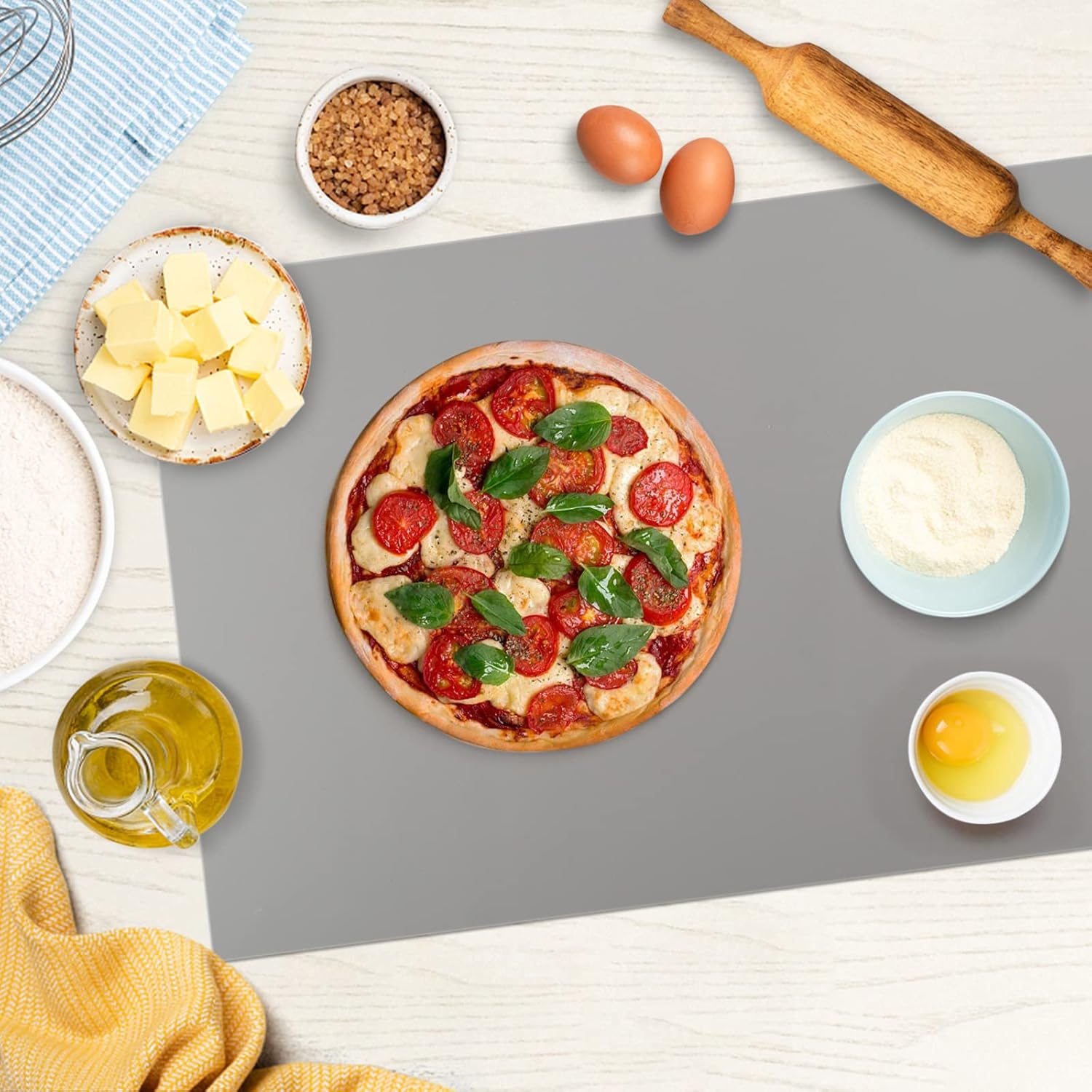 Large Silicone Heat Resistant Mat 78.7” x 15.7”, Nonslip Silicone Mats for Kitchen Counter, Countertop Protector, Nonstick Waterproof Craft Mat Table Placemat, Gray