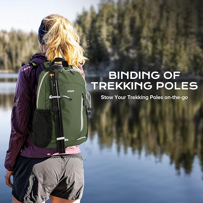 15L Water-resistant Hiking Daypack, Small Backpack Travel Outdoor, Lightweight Day Pack with Tool Loops