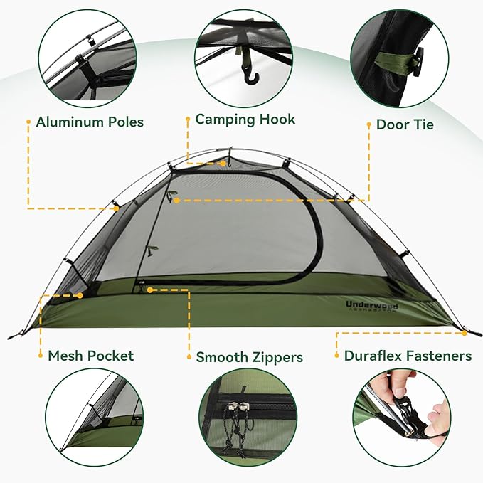 1/2 Person Backpacking Tent for Camping - Ultralight & Waterproof Outdoor Camping Tent, Easy Set Up Compact Tent for 3 Season, Lightweight Tents for Hiking by Underwood Aggregator