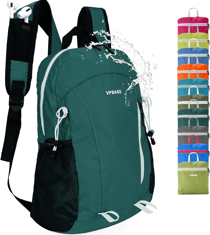 15L Water-resistant Hiking Daypack, Small Backpack Travel Outdoor, Lightweight Day Pack with Tool Loops