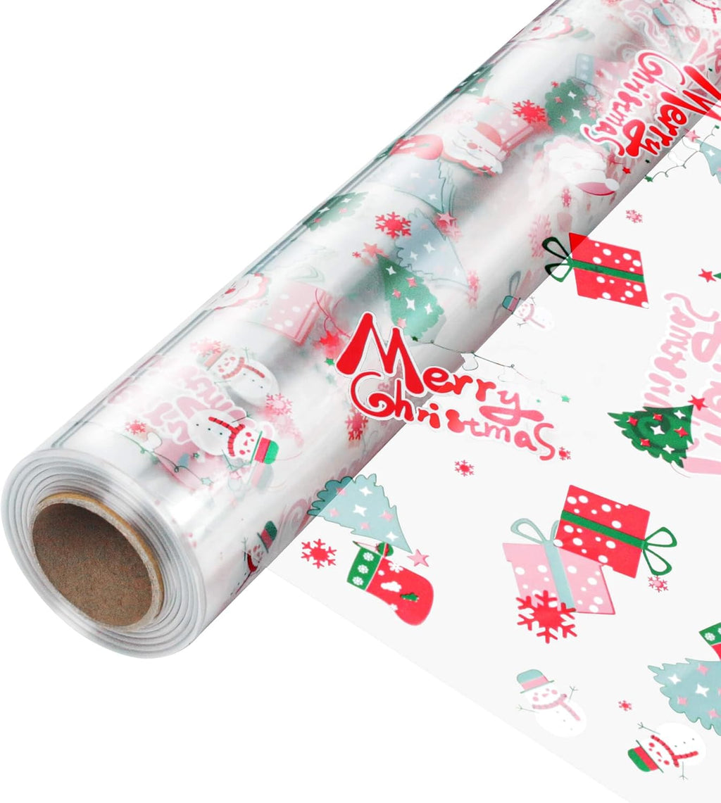100' Long x 17.5' Wide Crystal Clear Cellophane Roll - 3 Mil Thicker Merry Christmas Cellophane for Gift Baskets, Flower Arts, Crafts, Food Treats Wrapping