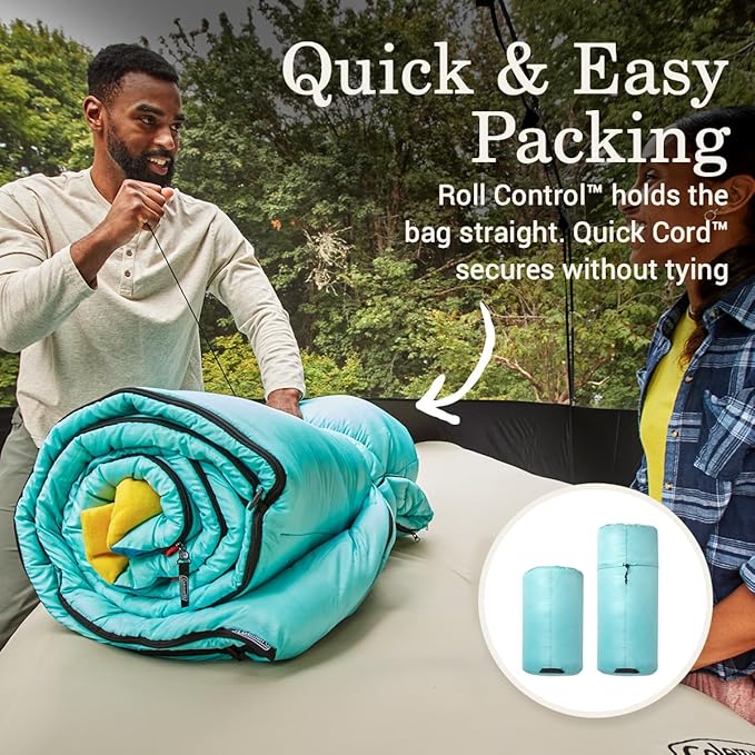 Coleman Flatlands Sleeping Bag, Made from 100% Recycled Material, Cool Weather Adult Sleep Sack