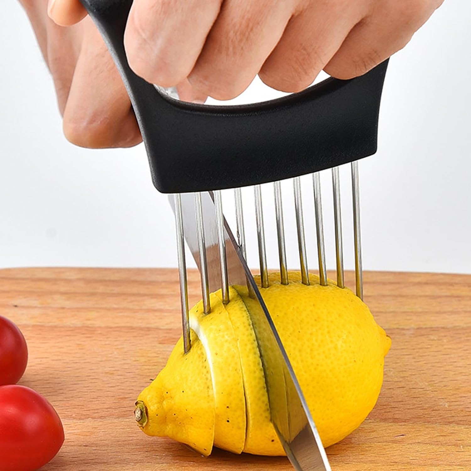 Stainless Steel Onion Slicer Holder, Onion Holder for Slicing & Onion Cutter, Tomato Slicer for Vegetables (Onions, Tomatoes, Potatoes, Avocados, Eggs), Kitchen Slicing Assistant Tool (A-2 PCS)