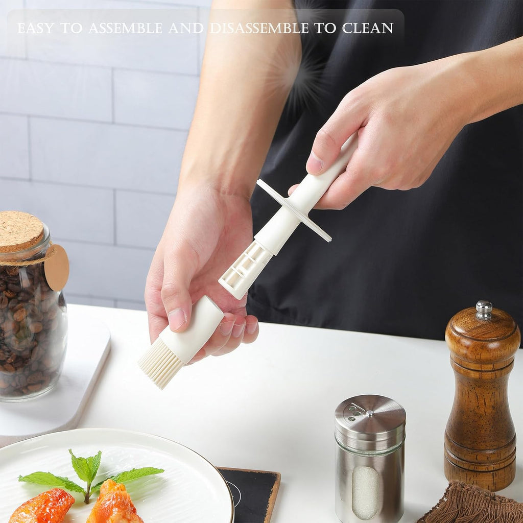 3 Pack Glass Oil Dispenser With Brush - 300ml/10oz Kitchen Cooking Bottle for Oil, BBQ Sauce, Vinegar - Green Basting Bottle With Silicone Brush