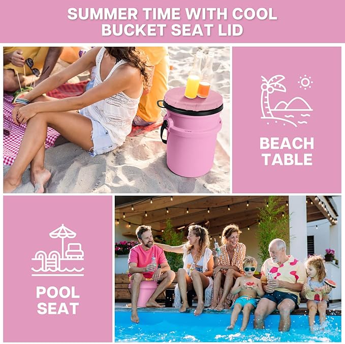 5 Gallon Bucket Seat for Yeti Bucket Only, Swivel Bucket Lid with Padded Top for Cozy Sitting, Bucket Seat Cushion for Outdoor Fishing,Hunting,Gardening,Camping,Car Washing, Softball Training