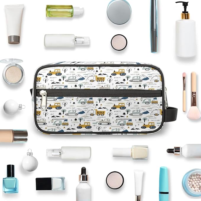 Excavator Car Hanging Toiletry Bag,Travel Hygiene Kits for Boys Mens,Waterproof Makeup Carry-on Bags,Cosmetic Bag,TSA Approved Shave Dopp Kit for Toiletries Shower Bathroom Accessories Gifts