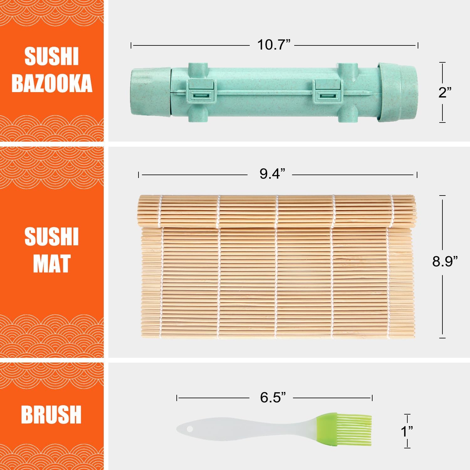 Sushi Making Kit, Sushi Roller, Sushi Bazooka, Sushi Maker, Bamboo Sushi Rolling Mat For Beginners (Green)