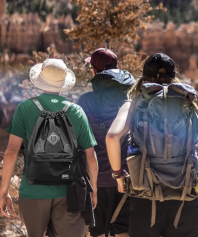 Peicees Waterproof Drawstring Sport Bag Lightweight Sackpack Backpack for Men and Women