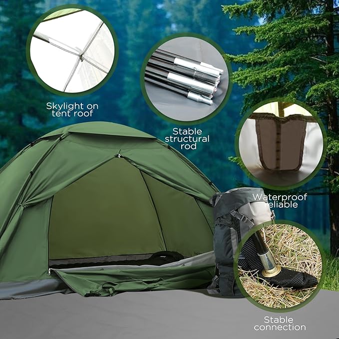 1/2/4 Person Camping Tent - Lightweight Backpacking Tent, Waterproof Windproof Easy Setup Hiking Tent, Suitable for Outdoor, Family, Camping, Hunting, Mountaineering Travel