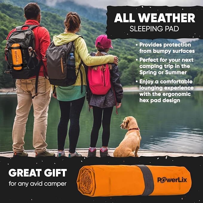 POWERLIX Double Sleeping Pad - Ultralight 2 Person Camping Mattress for Backpacking, Hiking, Compact Inflatable Camping Sleeping Mat, Easy to Inflate Portable Camping Pad Air Mattress