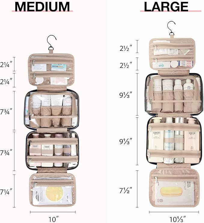 BAGSMART Toiletry Bag Hanging Travel Makeup Organizer with TSA Approved Transparent Cosmetic Bag Makeup Bag for Full Sized Toiletries, Medium-Navy