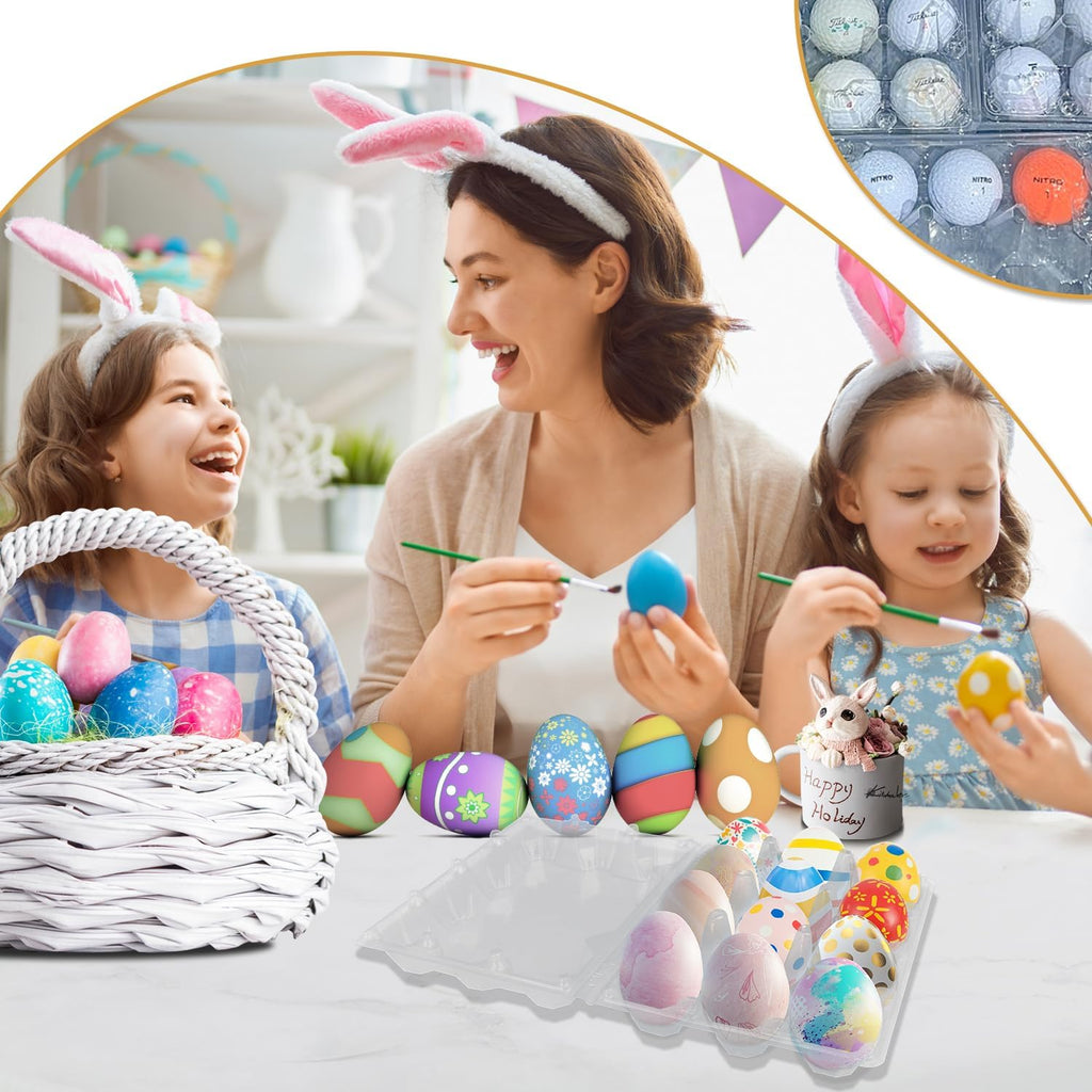 100 Pack Bulk Egg Cartons, Clear Plastic Chicken Egg Holders, Egg Tray Carton Holder for Home & Kitchen, Farm & Market Use, An Eco-Friendly Egg Storage Solution, 12 Grids(Medium Size)
