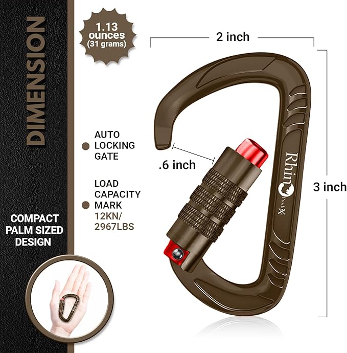 12kN (2697 lbs) Heavy Duty, Locking, Auto Locking, Wiregate Carabiner Clips, for Securing Pets, Outdoor, Camping, Hiking, Hammock, Dog Leash Harness, Keychains