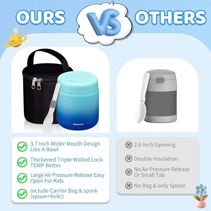 17oz Thermo Food Container w/Lunch Bag - Large Wide Mouth Thermal for Hot Food with BPA-free Folding Spoon, Leak-Proof Soup Jar Lunch Box for Kids Adults School Outdoors