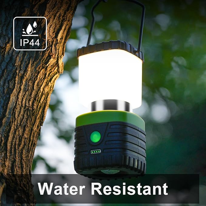 2PCS 6500K White Light LED Camping Lantern Rechargeable 1000LM, 4500mAh Power Bank, Flashlight for Hurricane Emergency, Hiking, IP44 Waterproof Lantern(Black)