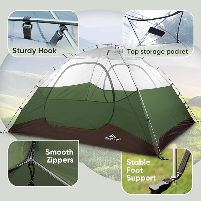 Forceatt Camping Tent 2/3/4 Person, Professional Waterproof & Windproof Lightweight Backpacking Tent Suitable for Outdoor,Hiking,Camping, Mountaineering and Travel