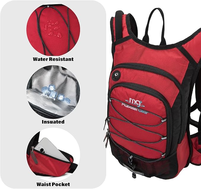 15L Insulated Hydration Backpack Pack with 2L Water Bladder Lightweight Hiking Backpack Bag for Women Men Daypack for Hiking Running Festival Camping Biking