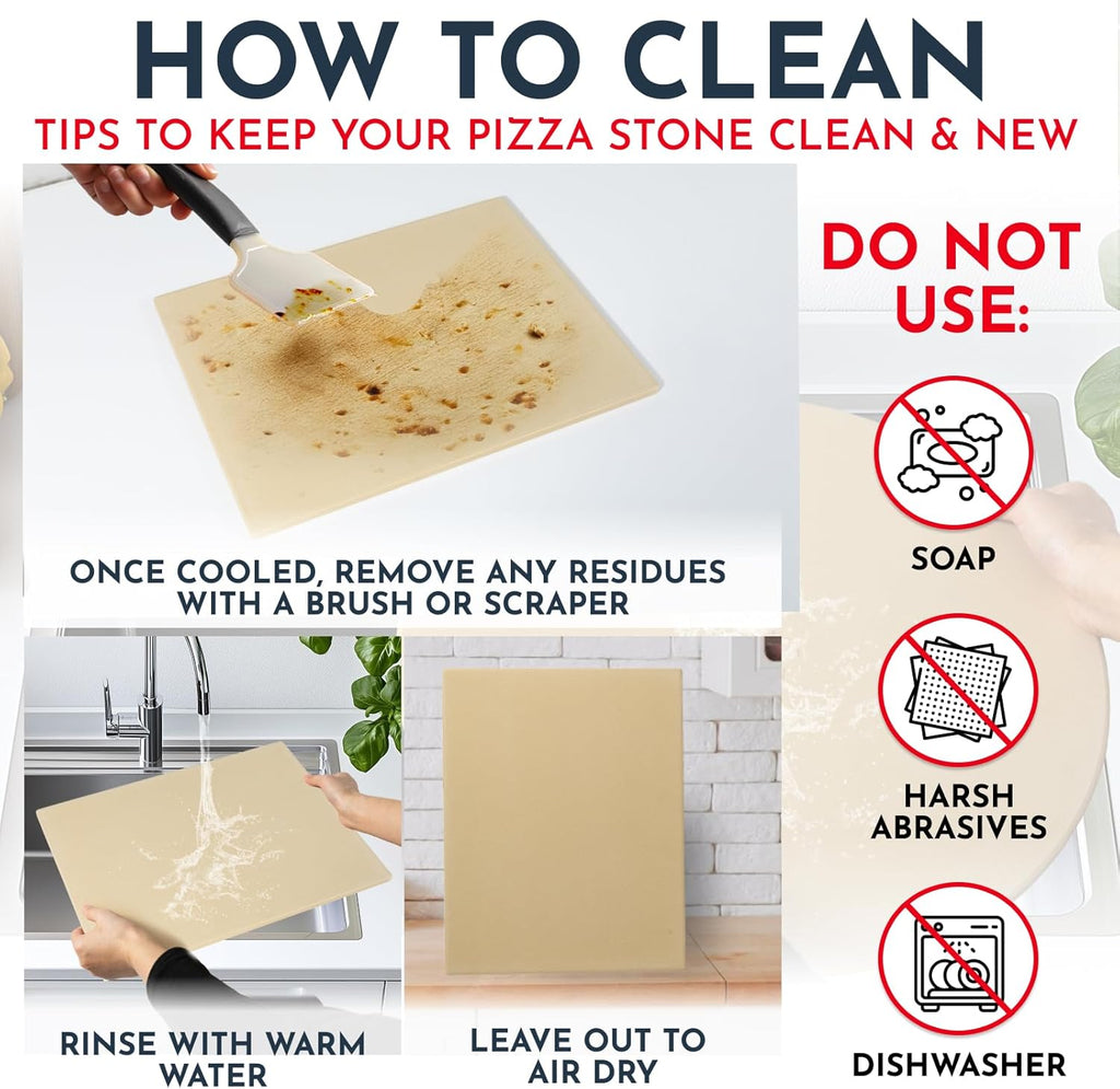 Crack-Resistant, Easy-to-Clean Pizza Stone for Oven Set – 15 x 12 inch Pizza Stone for Grill, Even Heating for Perfect Crispy Crusts! Pizza Making Accessories