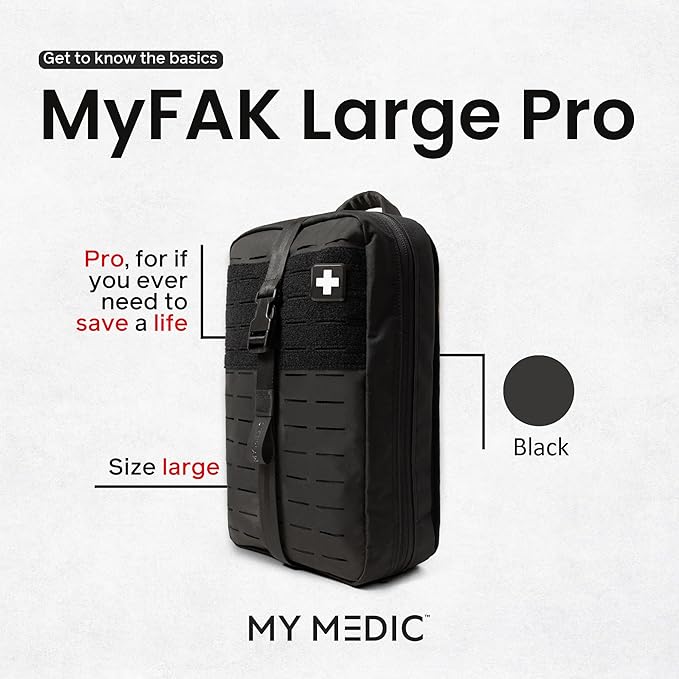 My Medic MYFAK Large Medical Kit (PRO) - Emergency First Aid Survival Essentials & Travel Bag Supplies | Rescue Items For Any Car, Home or Office - Black