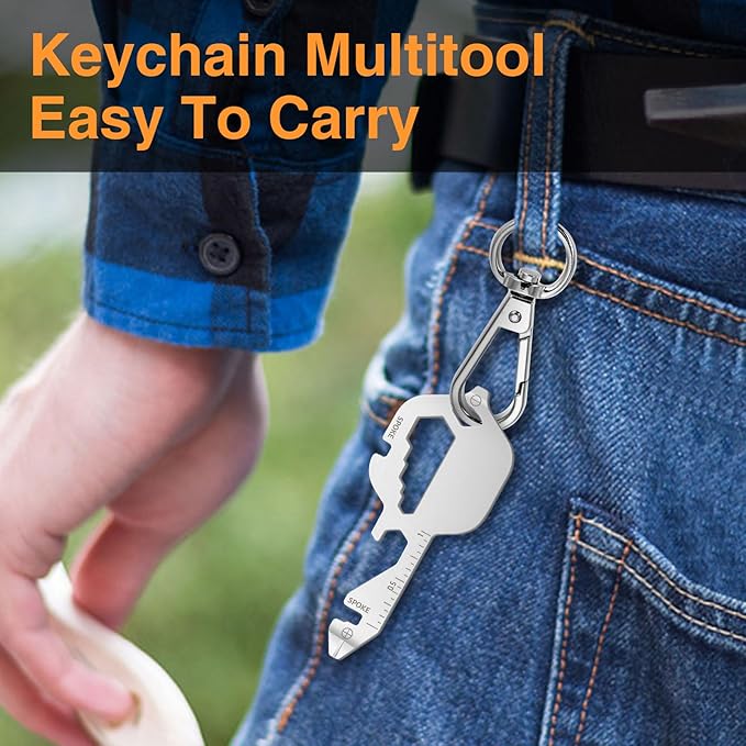 12 in 1 Keychain Multi-tool, Gifts for Men Boyfriend Dad, Father's Day Birthday Gifts, Mini EDC gadgets Tool Gear Bottle Opener for Camping Survival