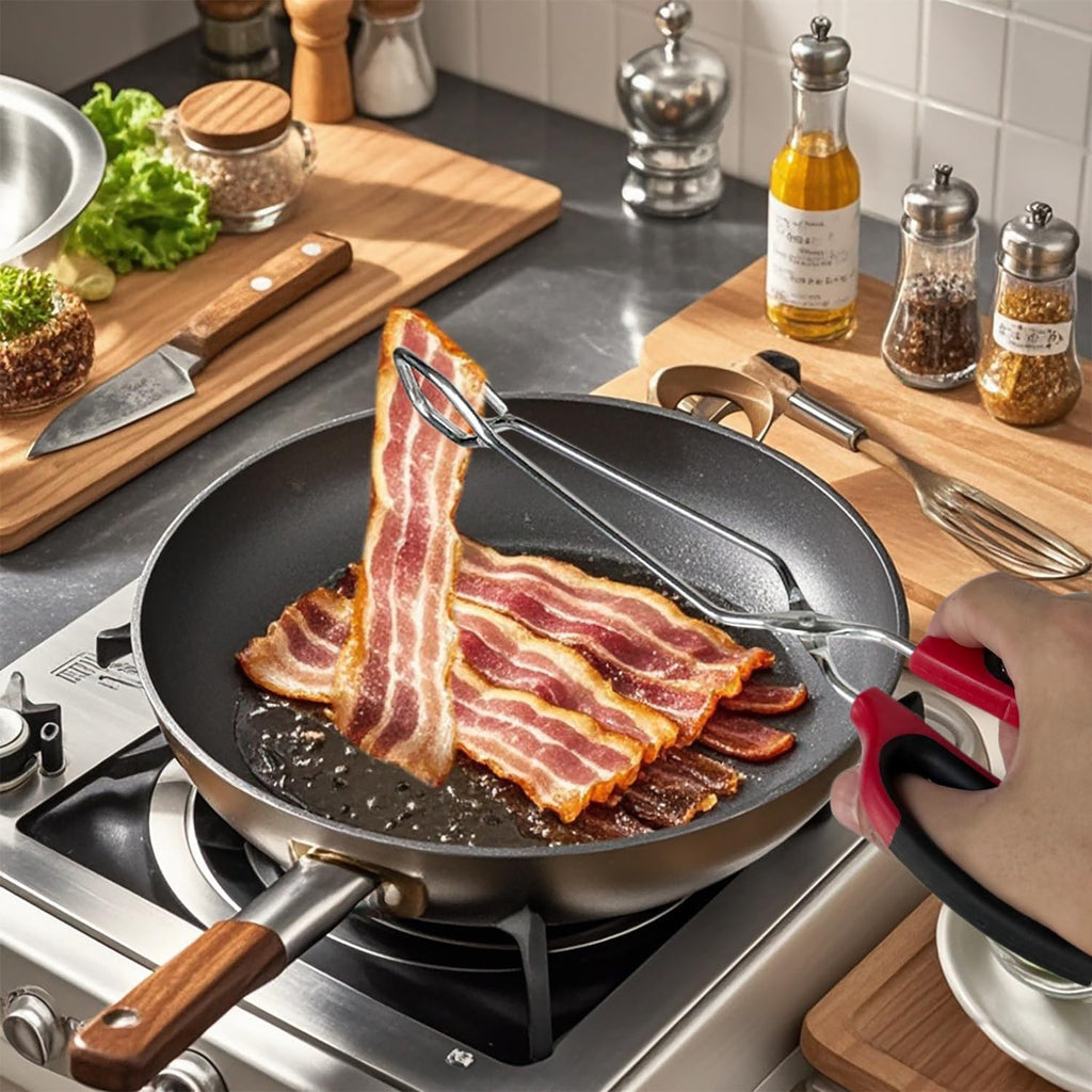 Stainless Steel Scissor Tongs with Comfort-Grip Handle 12-Inch, Set of 2