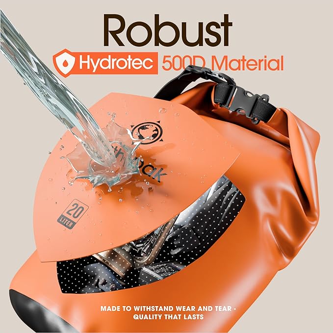 Earth Pak Waterproof Dry Bag - Roll Top Waterproof Backpack Sack Keeps Gear Dry for Kayak with Waterproof Phone Case