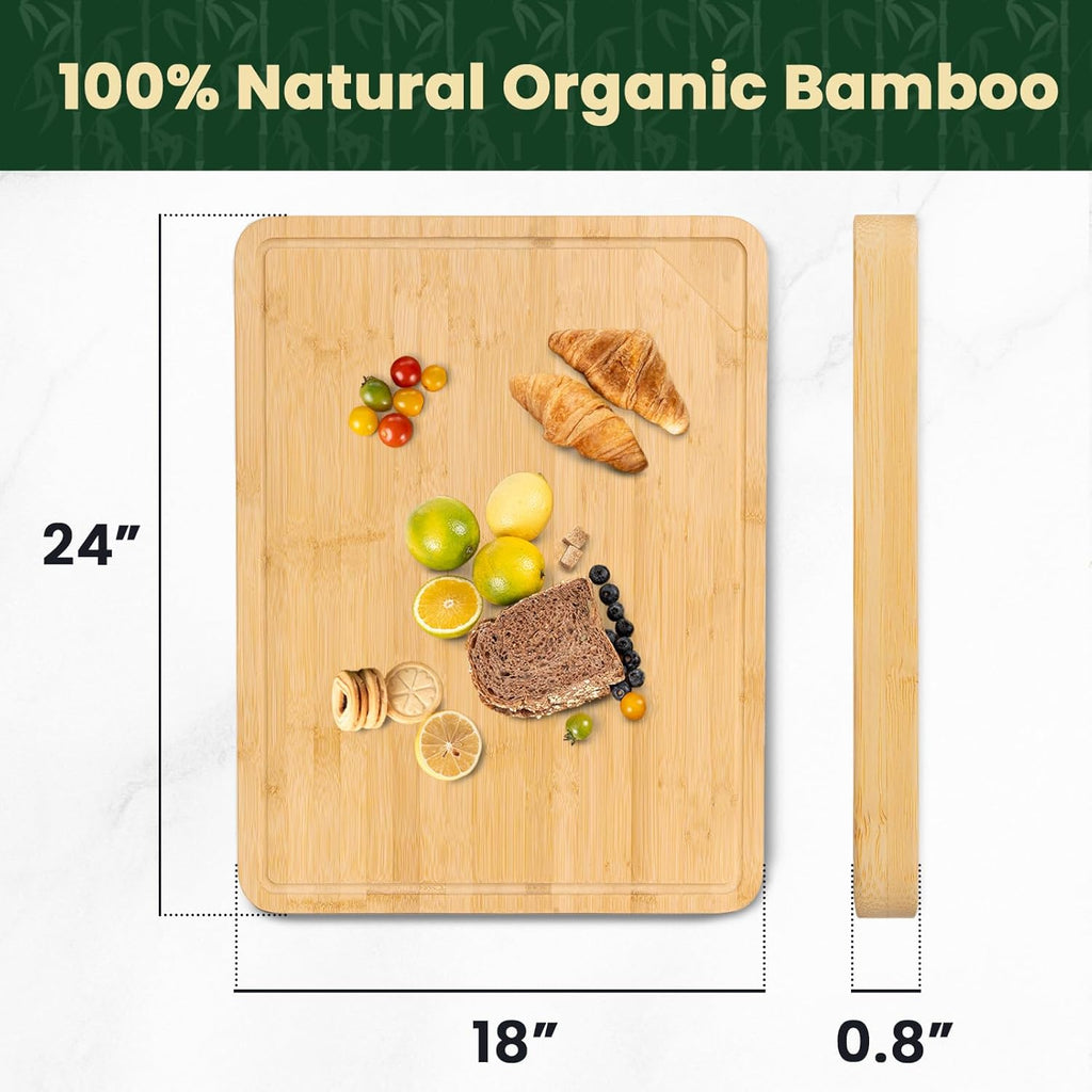 Heimlove 24" Extra Large Cutting Board, Wooden Cutting Boards for Kitchen Charcuterie Boards with Juice Groove and Handles, Chopping Board for Meat, Vegetables and Cheese