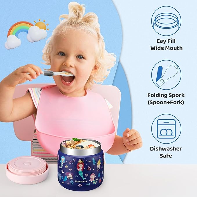 17oz Thermo Food Container w/Lunch Bag - Large Wide Mouth Thermal for Hot Food with BPA-free Folding Spoon, Leak-Proof Soup Jar Lunch Box for Kids Adults School Outdoors