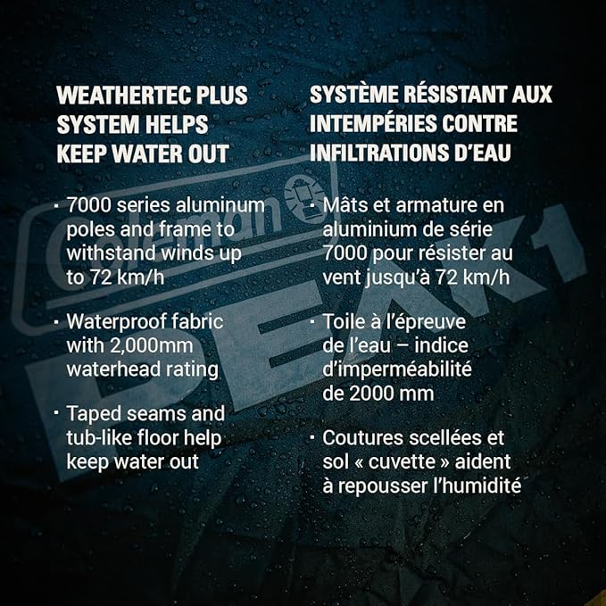 Coleman PEAK1 Premium Backpacking Tent, Waterproof Fabric with 2,000mm Waterhead Rating can Withstand Winds up to 45 MPH; Wide Door, Star View Window, & Footprint Included, 1/2/3/4/6 Person Tent