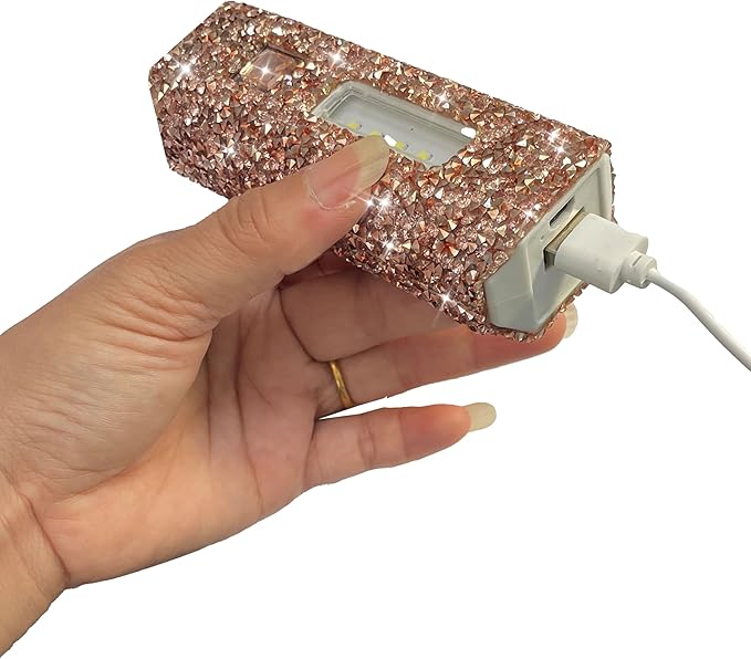 Pink Flashlight for Girls Rechargeable Flashlights Bling Diamond Rhinestone Camping Small Flashlight Camping Essentials for Woman