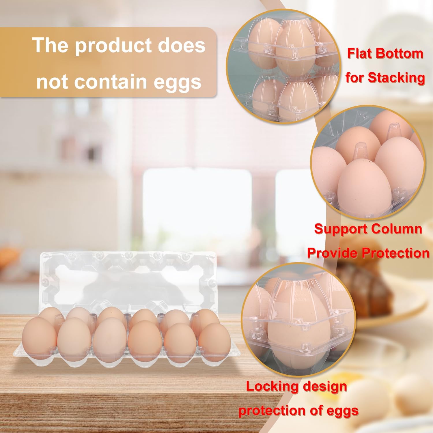 120 Pack Bulk Egg Cartons, Clear Plastic Chicken Egg Holders, Egg Tray Carton Holder for Home & Kitchen, Farm & Market Use, An Eco-Friendly Egg Storage Solution, 12 Grids